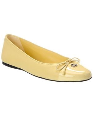 Gucci Double G Patent Ballerina Flat - Metallic