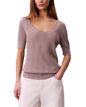 Calvin Klein Fine Gauge Pointelle Top - Purple