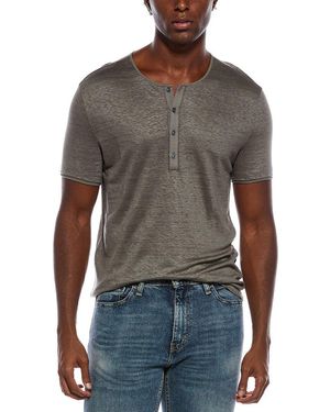 John Varvatos Bleecker Regular Fit Linen Henley - Grey