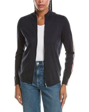 N.Peal Cashmere N. Peal Stripe1/2-Zip Cashmere-Blend Pullover - Blue