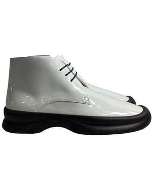 The Row Patent Leather Town Lace-Up Bootie, Size It - Black