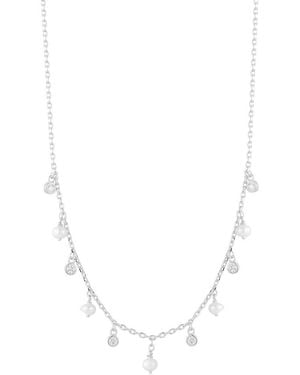 Glaze Jewelry 3Mm Pearl Cz Necklace - White