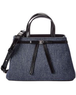 Ferragamo Denim & Leather Satchel - Blue