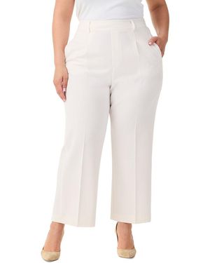 NIC+ZOE Plus Avenue Summer Wide Leg Crop Trouser - White