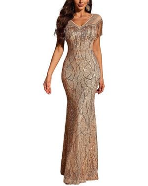 VIBI Embellished Maxi Dress - Brown