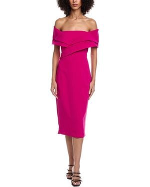 Badgley Mischka Off-Shoulder Sheath Dress - Pink
