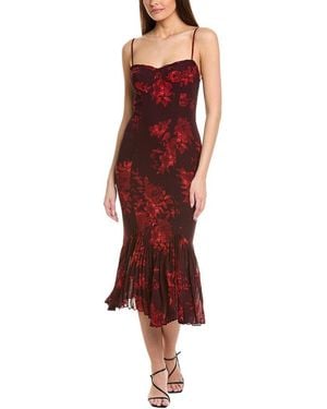 JLuxe Pleated Hem Midi Dress - Red