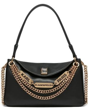 KARL LAGERFELD Karl Laggerfeld Nadine Leather Shoulder Bag - Black