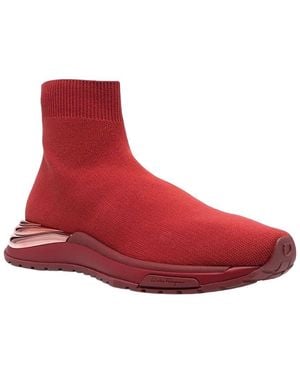 Ferragamo Knitted Leather Trainer - Red