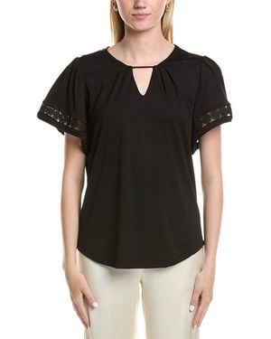 Anne Klein Keyhole Blouse - Black