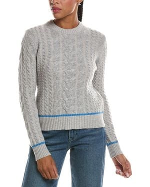 Forte Plaited Tipped Cable Crewneck 100% Cashmere Jumper - Grey