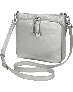 Tiffany & Fred Paris Tiffany And Fred Paris Metallic Leather Double Zip Crossbody - Grey
