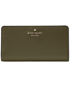 Kate Spade Madison Large Saffiano Leather Slim Bifold Wallet - Green
