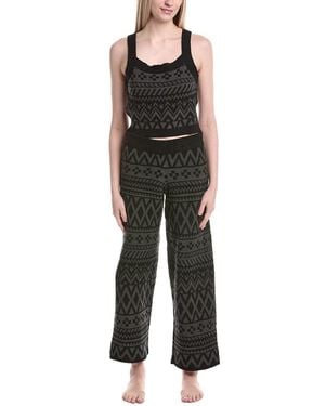 Sanctuary 2Pc Crop Tank & Pant Pyjama Set - Black