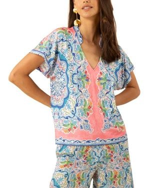 Hale Bob Joelle Short Sleeve Top - Blue