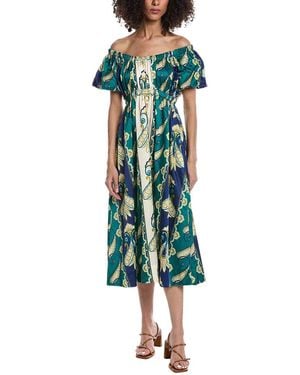 tyler boe Hailey Silk-Blend Midi Dress - Green