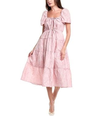 Ganni Cloque Midi Dress - Pink