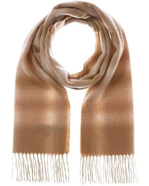 Amicale Cashmere Ombre Windowpane Cashmere Scarf - Natural