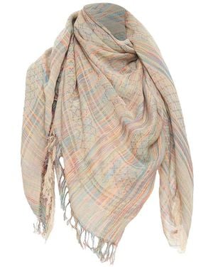 Gucci Yarn Monogram Fringed Scarf (Authentic Pre-Loved) - Natural