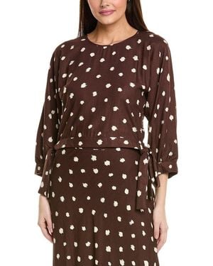 1.STATE Ties Linen-Blend Blouse - Brown
