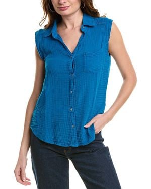 Michael Stars Monique Button-Down Tank - Blue