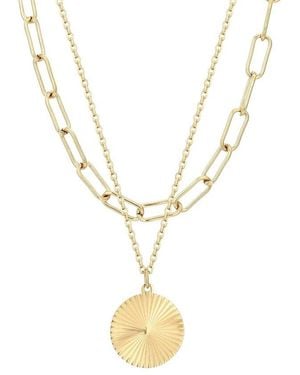 Adornia 2Pc 14K Chunky Paperclip Chain And Pendant Necklace Set - Metallic