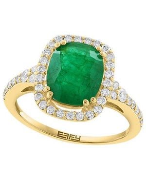 Effy Fine Jewelry 14K 3.04 Ct. Tw. Diamond & Emerald Ring - Green