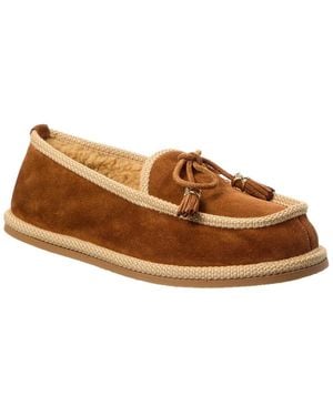 Celine Boubou Suede & Shearling Slipper - Brown