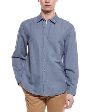 7 For All Mankind Clean Front Linen-Blend Shirt - Blue