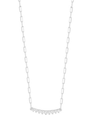 Glaze Jewelry Silver Cz Small Bar Necklace - White