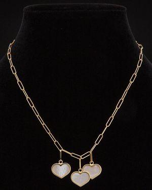 Meshmerise 18K Over Gemstone Paperclip Necklace - Black