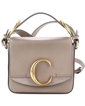 Chloé Leather C Flap Bag Mini (Authentic Pre-Loved) - Metallic