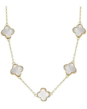 Adornia 14K Plated Mother-Of-Pearl Clover Station Necklace - Natural