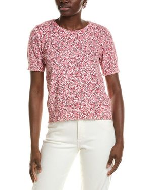 1.STATE Floral Print Crewneck Top - Red
