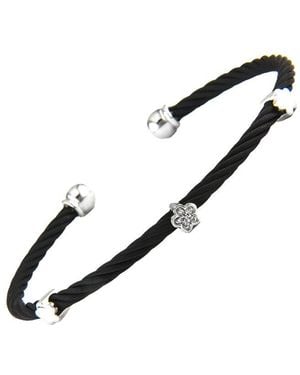 Diamond Select Cuts Clover 14K & Stainless Steel 0.02 Ct. Tw. Diamond Bangle Bracelet - Multicolour