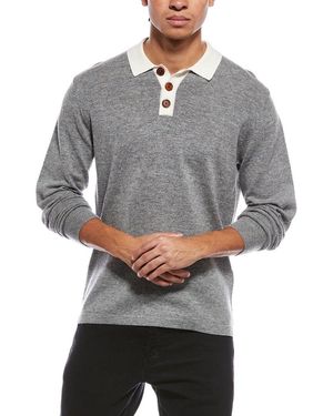 Brodie Cashmere Solid Wool & Cashmere-Blend Rugby Shirt - Grey