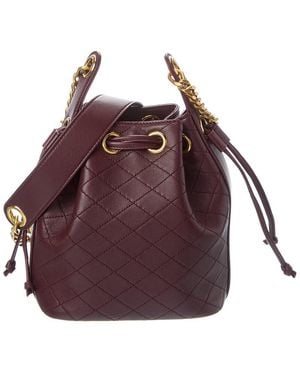 Saint Laurent Joe Mini Quilted Leather Bucket Bag - Purple
