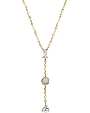 Eye Candy LA Opal Aya Dainty Drop Pendant Necklace - White