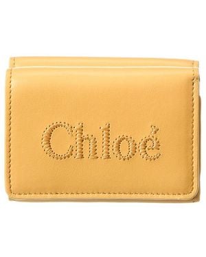 Chloé Sense Mini Leather Trifold Wallet - Natural