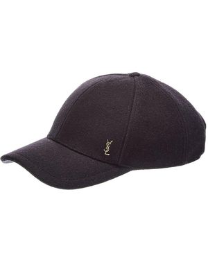 Saint Laurent Cassandre Wool-Blend Baseball Cap - Blue