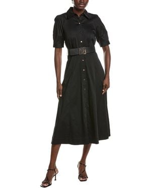 Anne Klein Sateen Shirtdress - Black