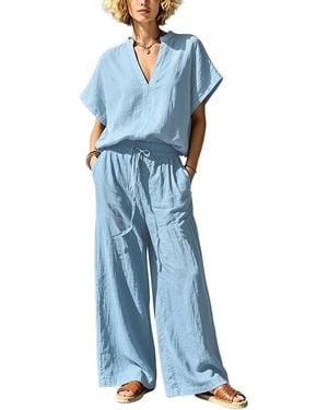 Olivia Taylor 2Pc Blouse & Pant Set - Blue