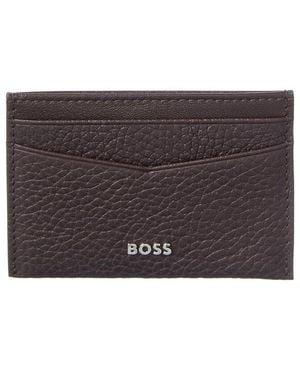 BOSS New Crosstown Leather Card Holder - Grey