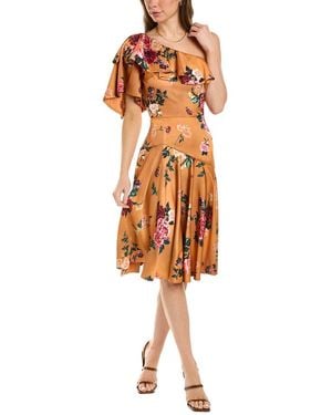THEIA Elora Printed Cocktail Dress - Orange