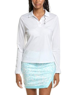 Stella Parker Scallop Pique Polo Shirt - White