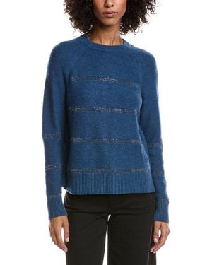 Forte Crystal Wool & Cashmere-Blend Raglan Jumper - Blue