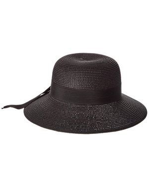 Bruno Magli Med Brim Straw Sun Hat - Black