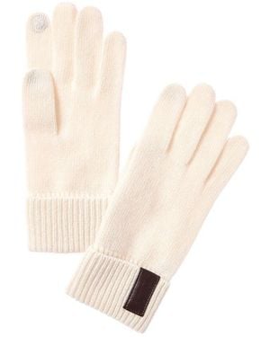 Portolano Leather Tab Cashmere Gloves - White