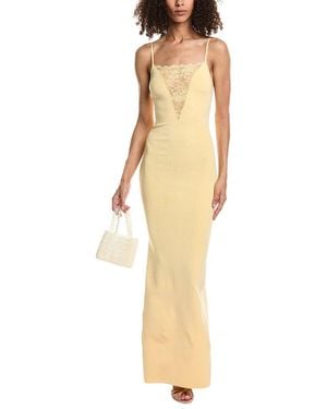 Ronny Kobo Knit/lace Combo Maxi Dress - Yellow