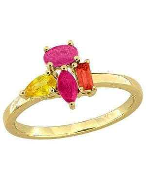 Rina Limor 0.91 Ct. Tw. Sapphire, Ruby, Sapphire Cluster Ring - White